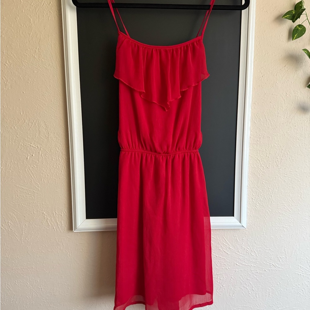 Xhilaration Red Ruffle Midi Dress